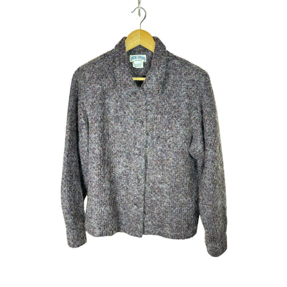 VTG Women’s Mohair Blend Cardigan Sweater M Knit Collar Made in USA